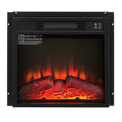 Foyer électrique 1400 W, télécommandée, flamme réaliste, verre trempé noir, plage de température de 17 °C à 28 °C, insert de cheminée 45,7 cm (18 po), 1400 W, 3 modes de flamme, fonctionnement manuel, option chauffage d'appoint