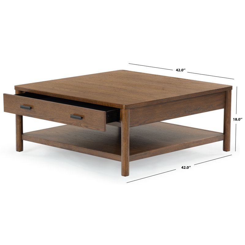 Jaylessa Wood 1 Drawer Coffee Table, Medium Oak