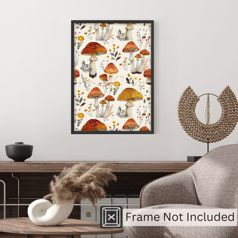 «Botanical Wild Mushroom VIII Cottage», reproduction d'art non encadrée, H 20 po x l 16 po