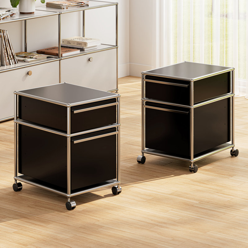 2 Drawer Steel Filing Cabinet With Wheels 24''H X 16.3''W X 20.5''D (1 Set), Black