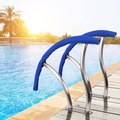 Ensemble de 2 rampes de piscine 30 po x 30 po pour rampe d'escalier de piscine d'une capacité de charge de 250 lb en acier inoxydable 304 pour piscine creusée avec couvercle à prise bleue