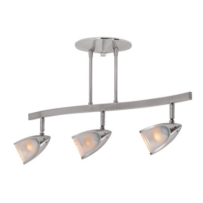Comet - 3 lumières DEL semi-encastrées à intensité variable - Finition acier brossé - Diffuseur en verre opale