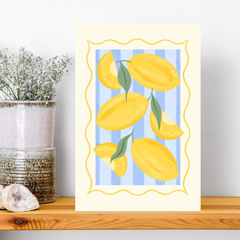 Citrons d'Italie, art floral rustique abstrait d'été, 18" H x 12" W