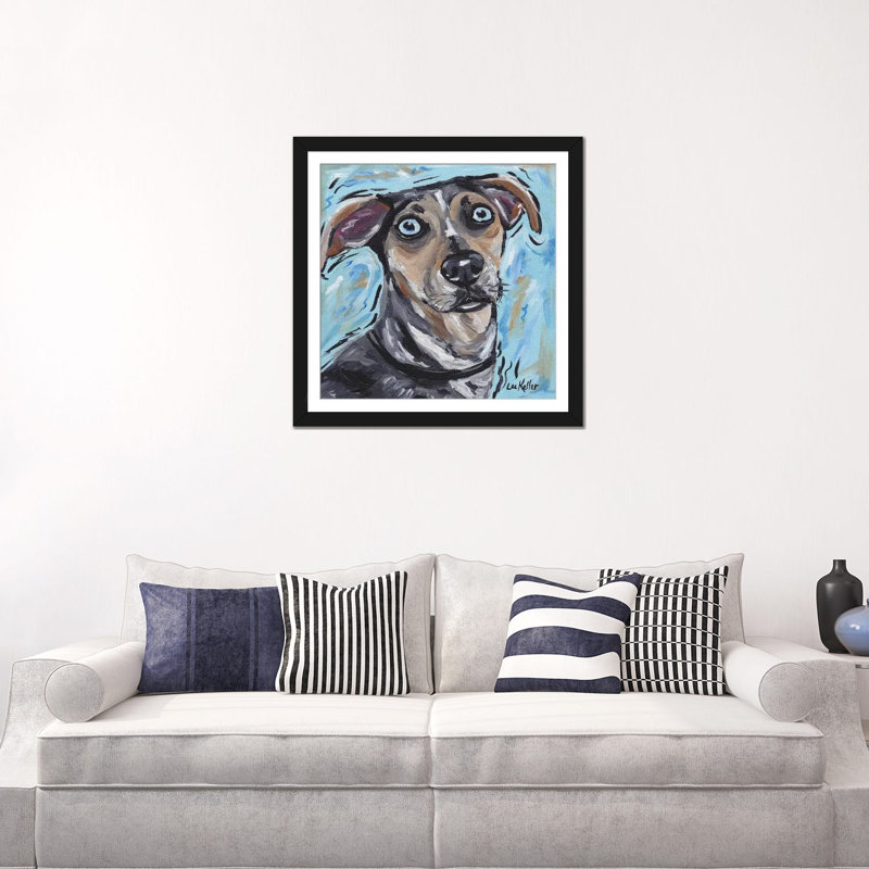 « catahoula » par hippie hound studios, reproduction d’art sur toile tendue, Papier d'art encadré noir, Blanc