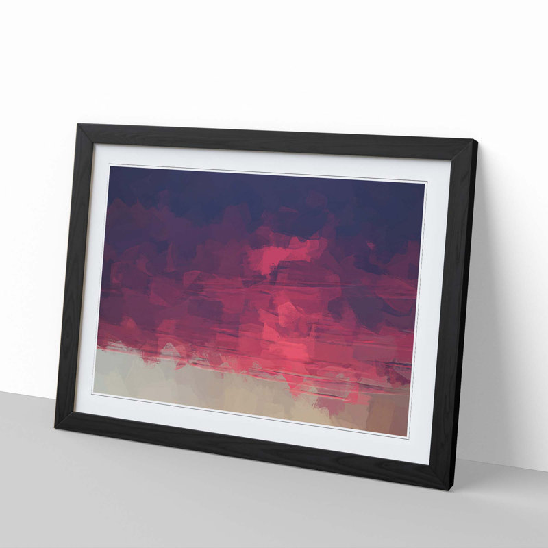 Burning Clouds in Abstract - Picture Frame Graphic Art Print, 48cm H x 65cm W x 2cm D, Black Framed