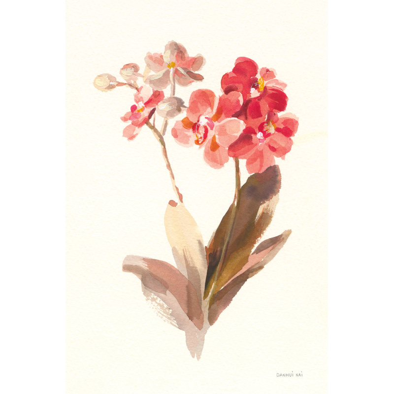 «Autumn Orchid II» par Danhui Nai, peinture sur toile tendue, H 18 po x l 12 po, No, Toile tendue