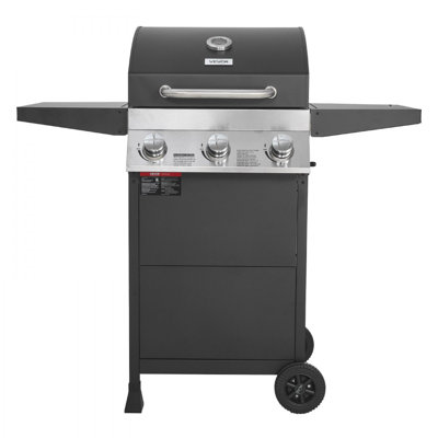 Barbecue au gaz, barbecue au propane à 3 brûleurs avec surface de cuisson spacieuse de 338 pieds carrés, grilles en acier au carbone émaillé, barbecues de jardin extérieurs de 36 000 BTU avec tablettes latérales pliables, acier au carbone