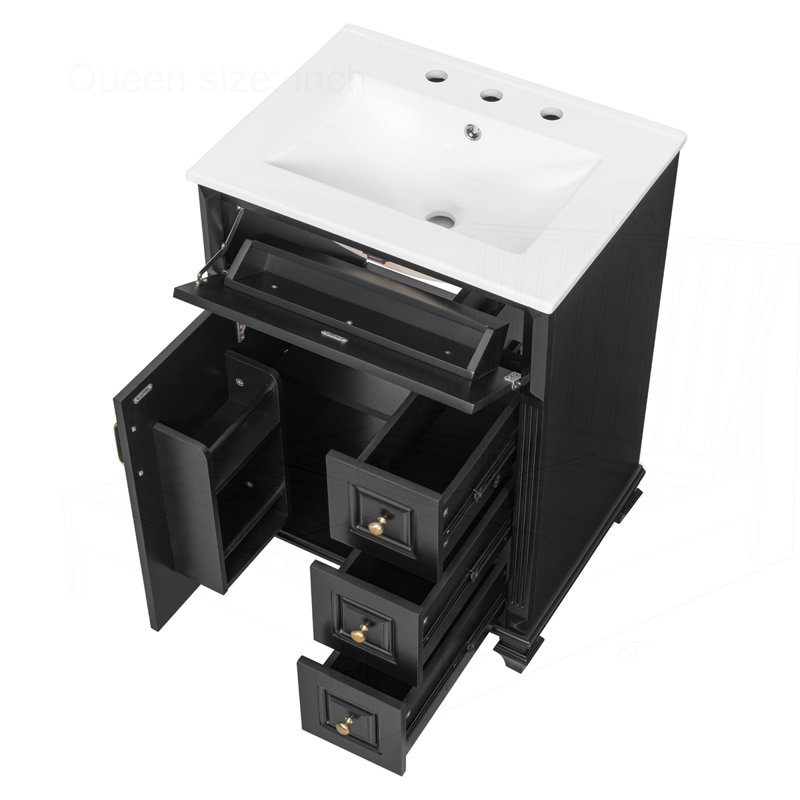 Meuble-lavabo 24 po avec lavabo, Noir