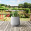 Pot à fleurs rond en ciment naturel de 13 po de hauteur avec trous de drainage pour l'intérieur et l'extérieur-279391865-279391859