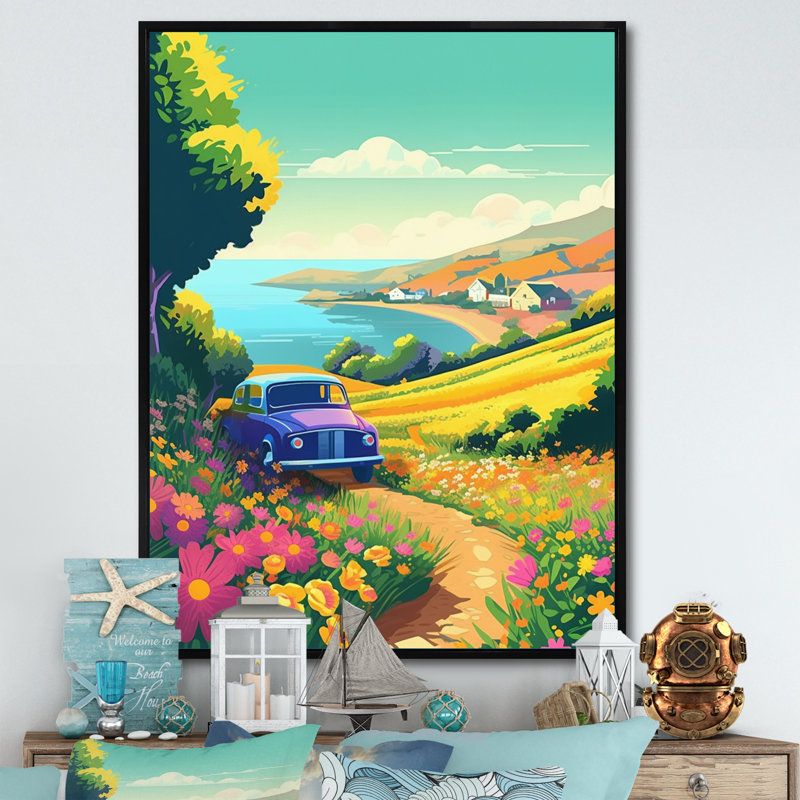 Seaside Drive I - Imprimé, H 32 po x l 24 po x P 1 po, Cadre flottant noir