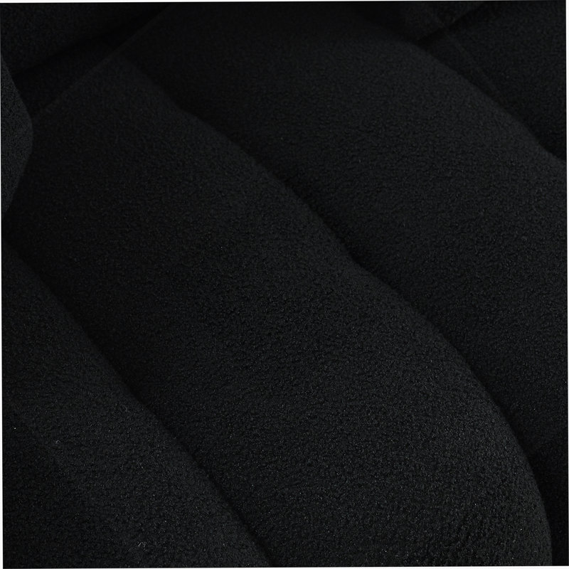 79.5-Inch Premium Teddy Fabric 3-Seater Sofa With Solid Wood Frame And Plush Back Pillows For Ultimate Comfort., Black