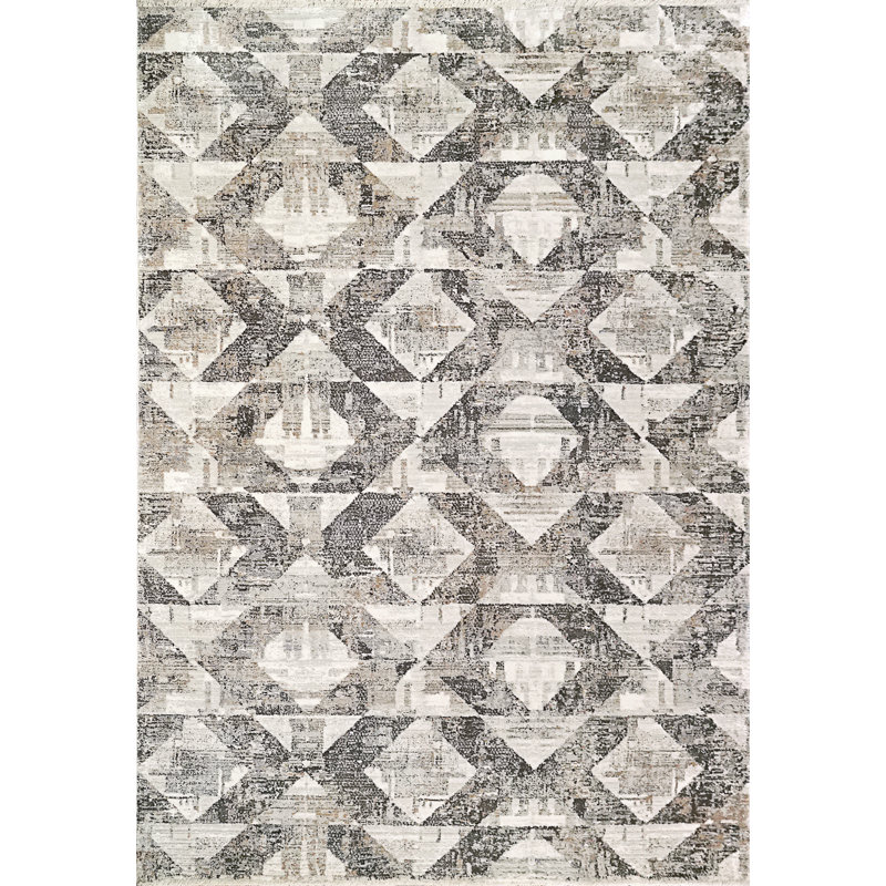 Geometric Beige Area Rug, Rectangle 2'2" x 3'11"