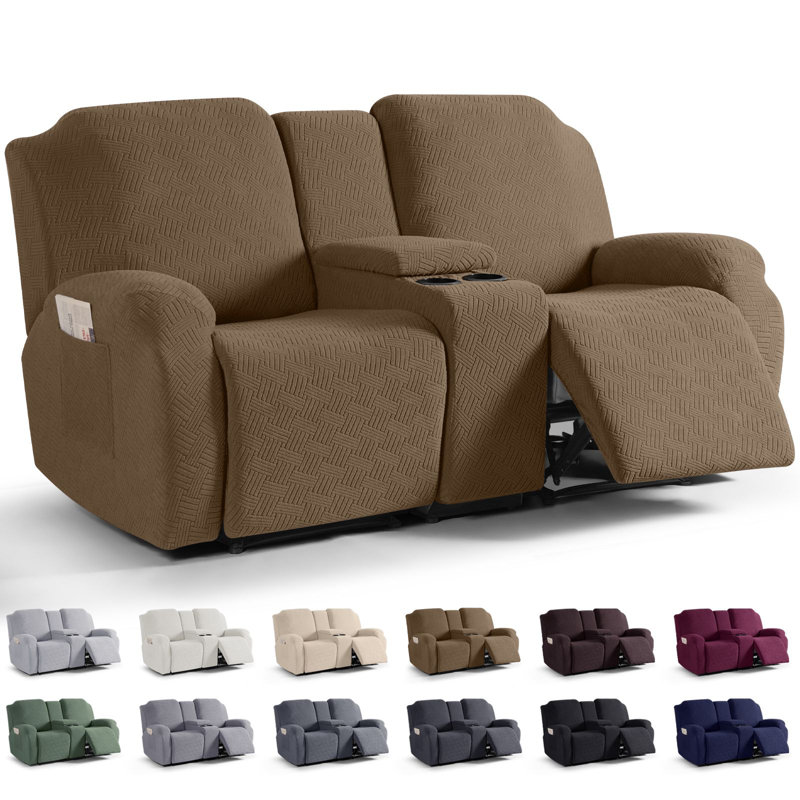 Housse pour causeuse inclinable avec console centrale Wald Adamstown, Mélange de polyester brun café