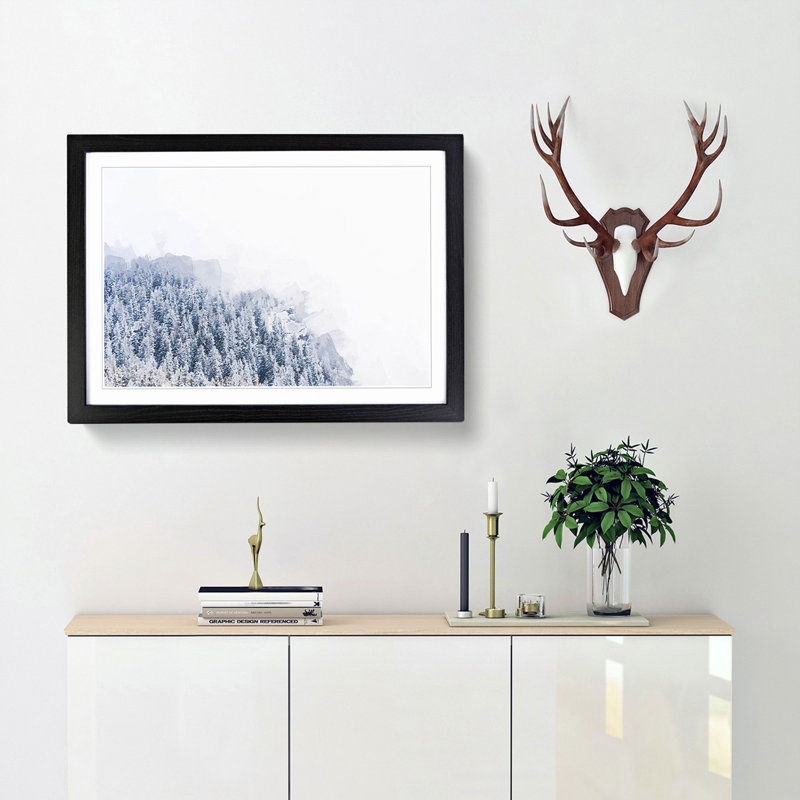 Misty Mountains in Switzerland - Picture Frame Graphic Art Print, Black Framed, 36cm H x 48cm W x 2cm D