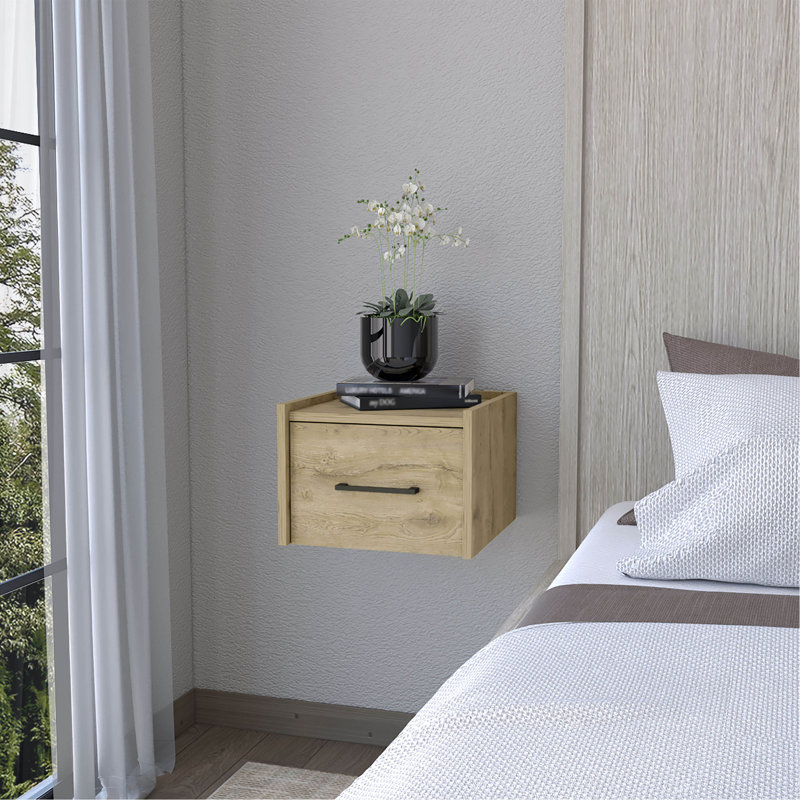 Table de chevet flottante murale Macadamia, Naturel
