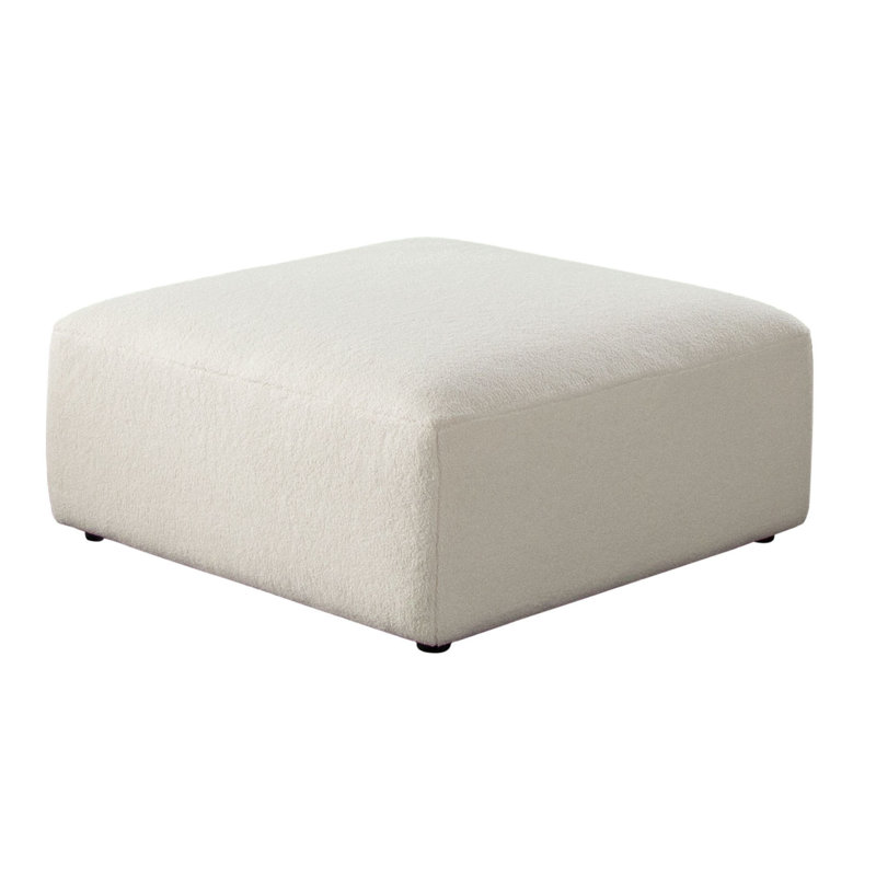 Repose-pieds modulaire Zey, carré de 37 pouces, tissu Sherpa, Ivoire ivoire