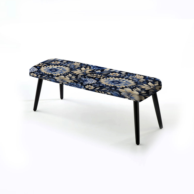 Banc damassé bleu et blanc Dahlia Harmony