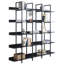Bibliothèque à 5 niveaux de style industriel rétro avec structure en métal, panneau de fibres à densité moyenne et dispositif anti-chute pour le bureau à domicile-363433163