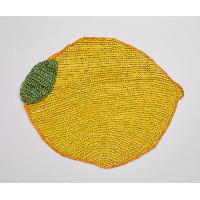 Napperon citron tissé à la main - Artisan Raphia - Tapis de table en forme de fruit - Décoration de table à manger Alois - Décoration de cuisine tropicale - fait à la main