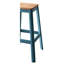 Tabouret carré naturel et bleu sarcelle avec pieds tubulaires en métal, capacité de 100 lb, siège de 13 po, dimensions en pin massif sans accoudoirs et poids de 18 po
