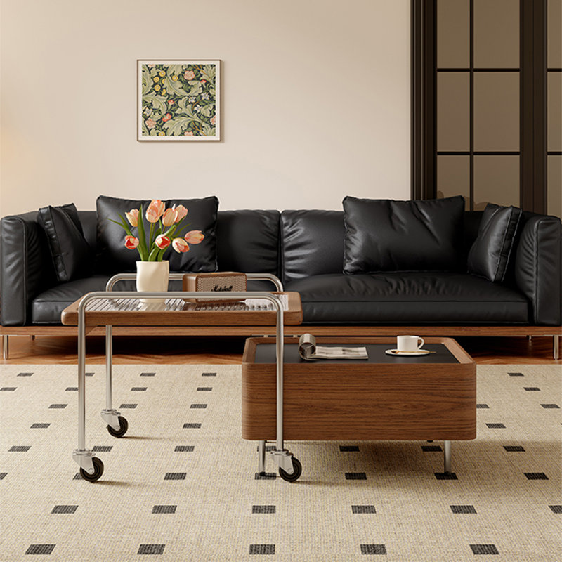 Square stone slab coffee table set