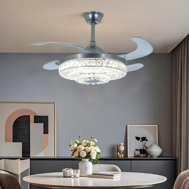 42-inch Stylish Colorful Bluetooth Crystal Fan Light | Remote Control + App Smart Music Control Function