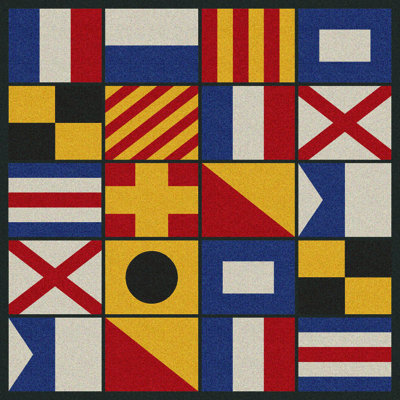 Tapis bleu / rouge / jaune à motif géométrique Aquavia