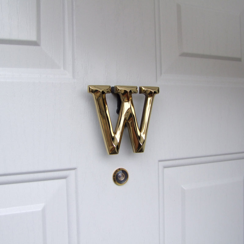 Heurtoir de porte lettre monogramme, Laiton, W