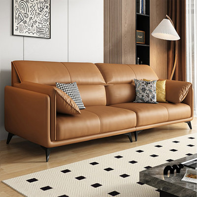 Orange Genuine Leather Modular Sofa cushion couch