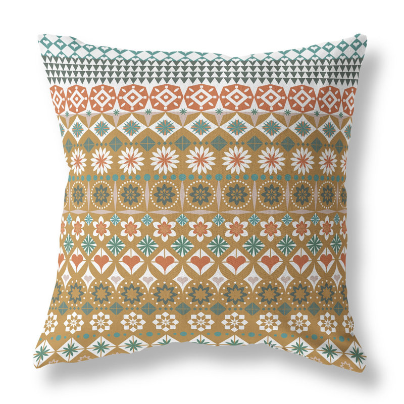 Coussin décoratif intérieur / extérieur Shape Synergy, H 26 po x l 26 po, Rouge / orange / cyan