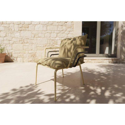 Tembel Outdoor Dining Armchair Aluminum Patio Chair with Cushions Modern Garden Seating for Patio and Cafe