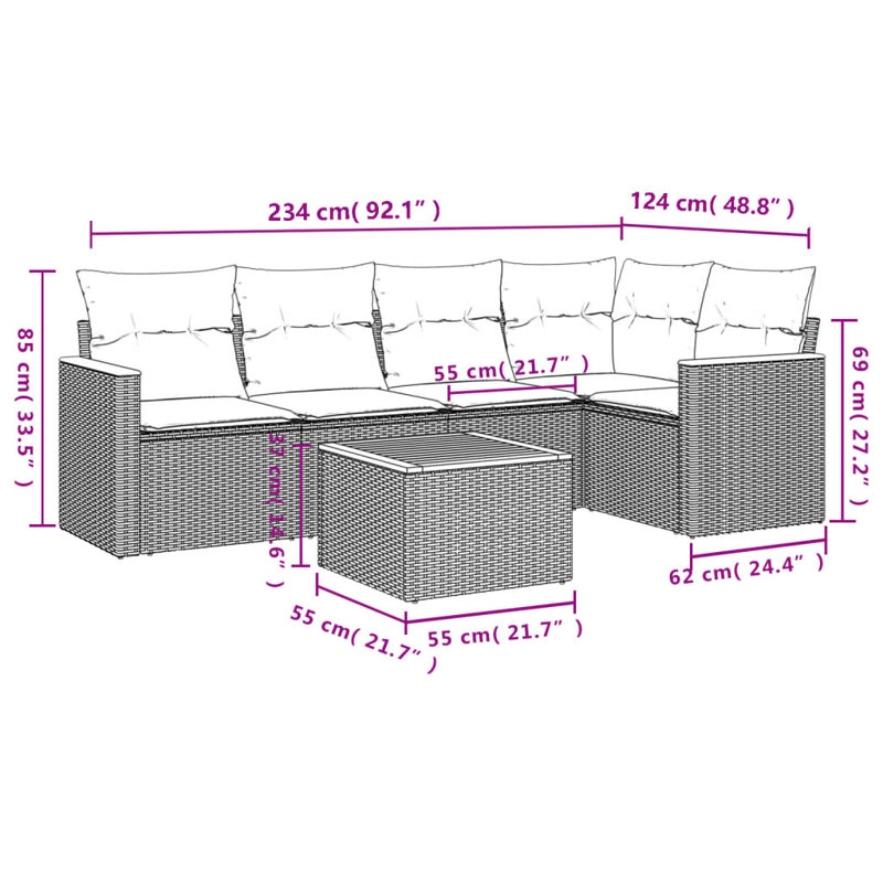 Ensemble de canapé de jardin beige, blanc crème