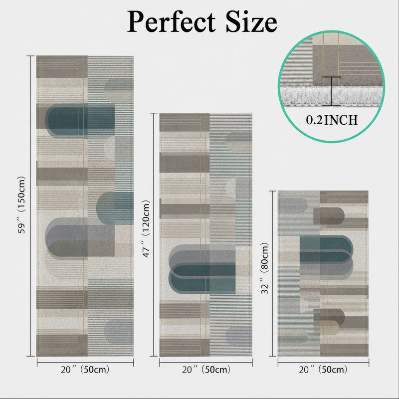Geometric Stripes Non-Slip Washable Kitchen Mats