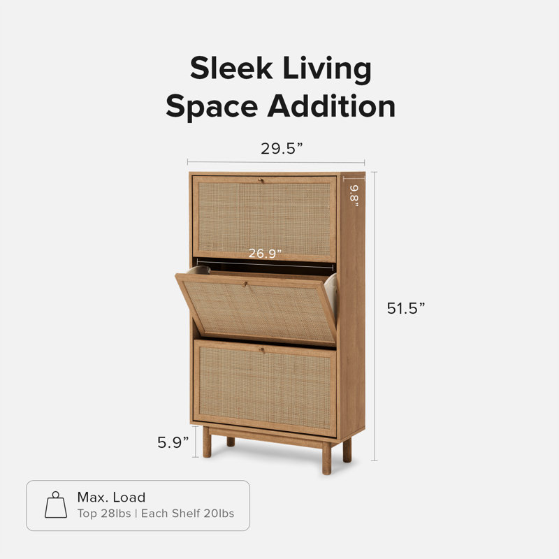 18 Pair Flip Down Shoe Storage, Oak