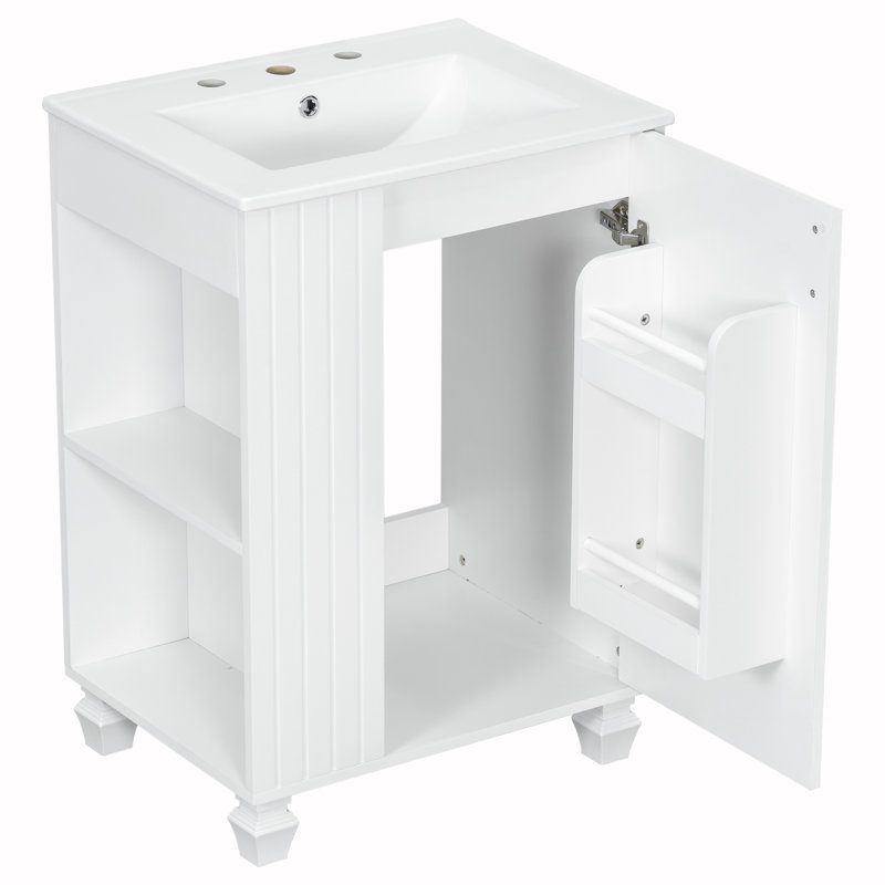 Armoire de salle de bain avec tablette de porte, Blanc