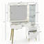 Meuble-lavabo large, bureau de maquillage avec miroir, coiffeuse à 5 tiroirs, coiffeuse à plateau en verre pour chambre à coucher