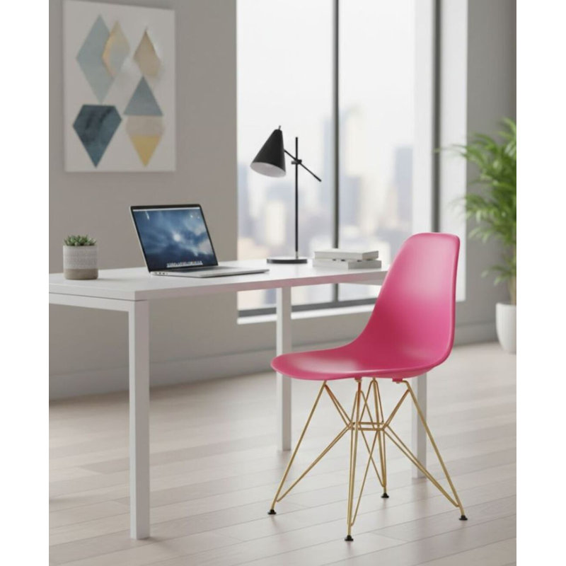 Chaise Krishauna Leffie avec pieds dorés, Rose