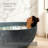 67” Freestanding Solid Surface Outdoor Soaking Stone Bathtub With Concrete Textured