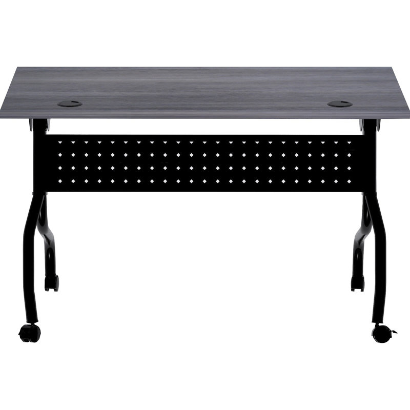 Charcoal Flip Top Training Table with Black Metal Base and Casters
