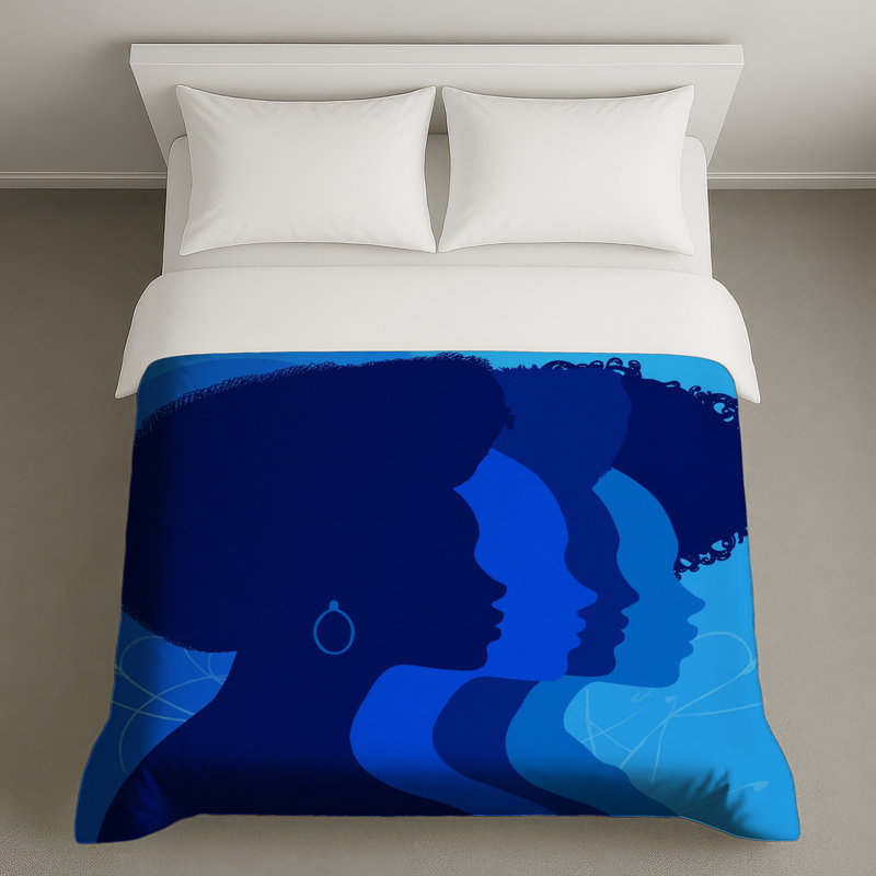 Housses de couette à profil latéral bleu, Très grand lit