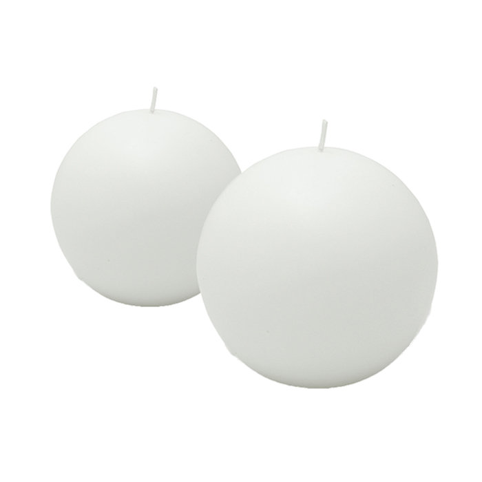 White 4-Inch Citronella Ball Candles, Set of 2