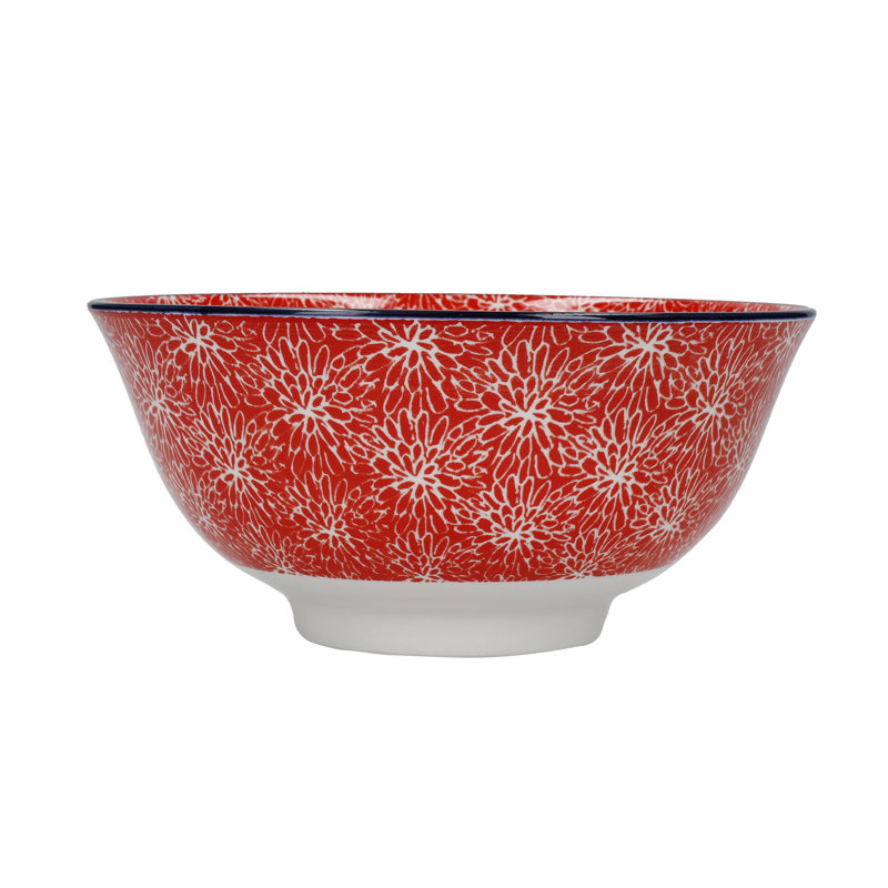 4 Piece Dessert Bowl Set, Red/Black