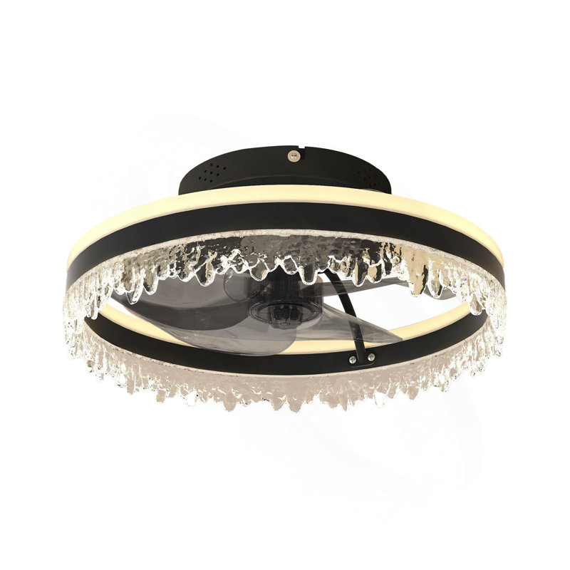 Ventilateur de plafond intelligent 20 po noir avec fonction silencieuse, réglage à plusieurs vitesses pour la chambre à coucher, la salle d'étude et la salle à manger