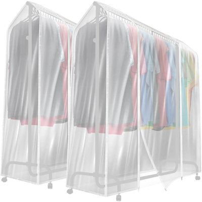 72" W Garment Rack Transparent Clothes Rail Cover 2-Pack