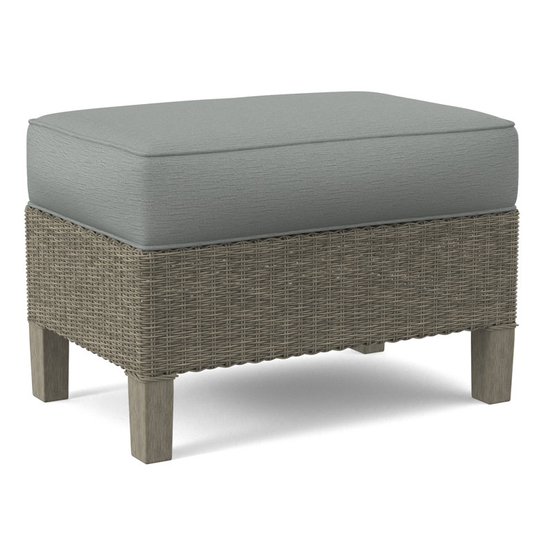 Gibraltar Ottoman, Stone Hearth, Light Blue Performance Fabric; 0851-55