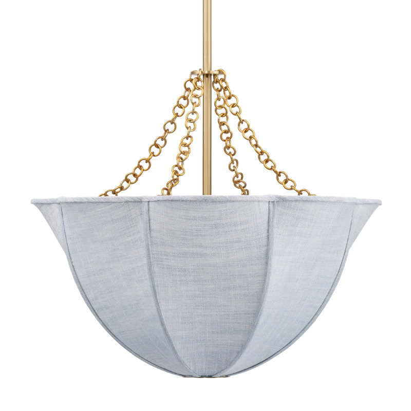 Aire 4-Light Small Chandelier, Pale Blue Linen, Blue