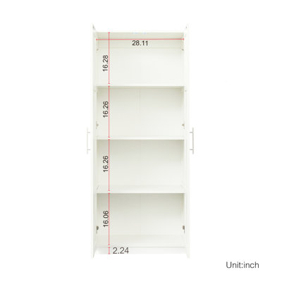 White 2-door 3 Wardrobe & Kitchen Cabinet, 4 Compartments, And Practical With 3 Partitions, Storage Crafted Using Strong Materials, Easy To Clean Promptly Completely