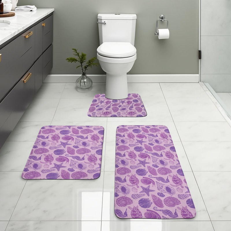  Ensemble de tapis de salle de bain 3 pièces Marine