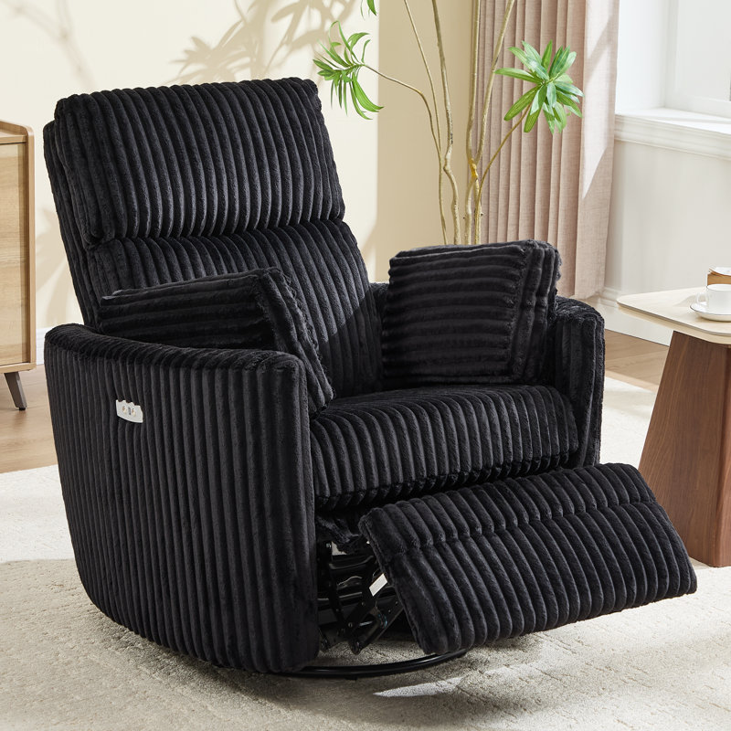 Élégant fauteuil inclinable électrique berçant pivotant avec coussins personnalisables pour un confort maximal, Black