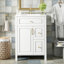 Meuble-lavabo de 24 pouces avec lavabo en céramique, 1 porte à fermeture en douceur, 2 tiroirs à fermeture en douceur et 2 supports de rangement sur la porte